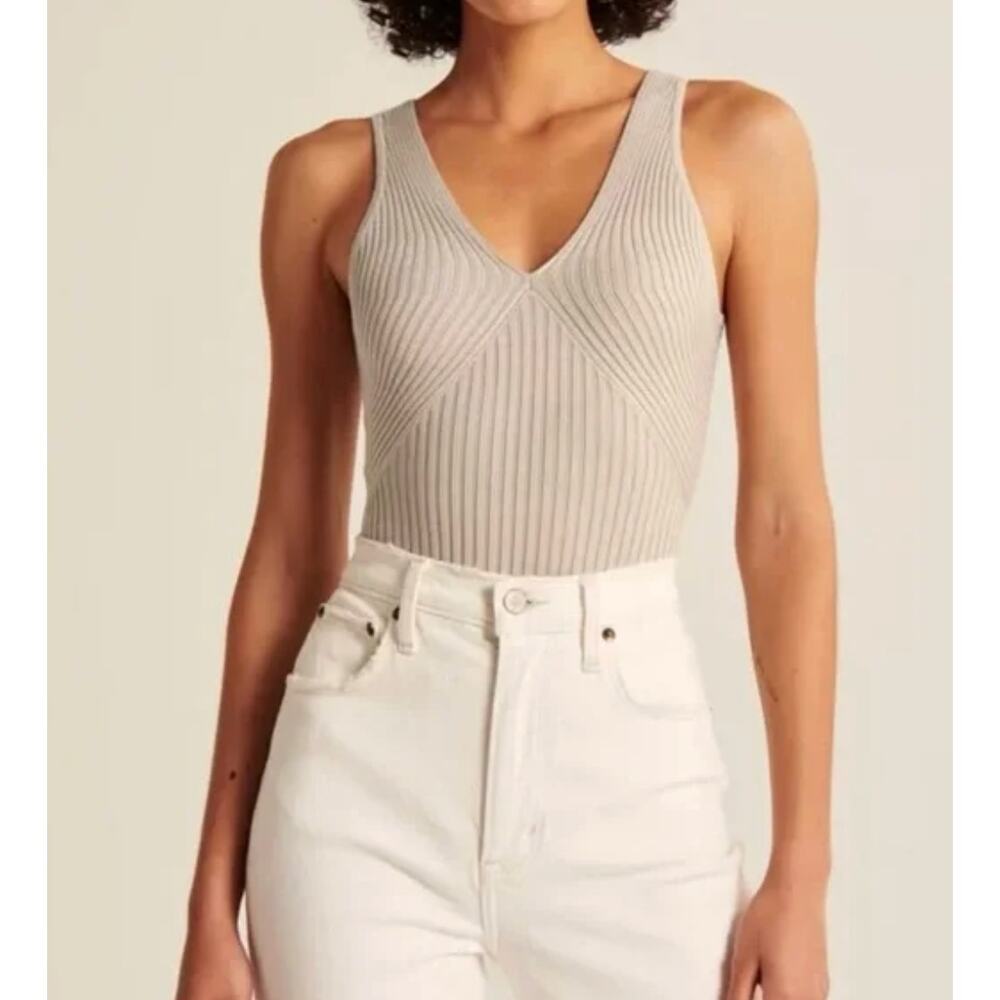 Abercrombie and fitch tan ribbed bodysuit size XS